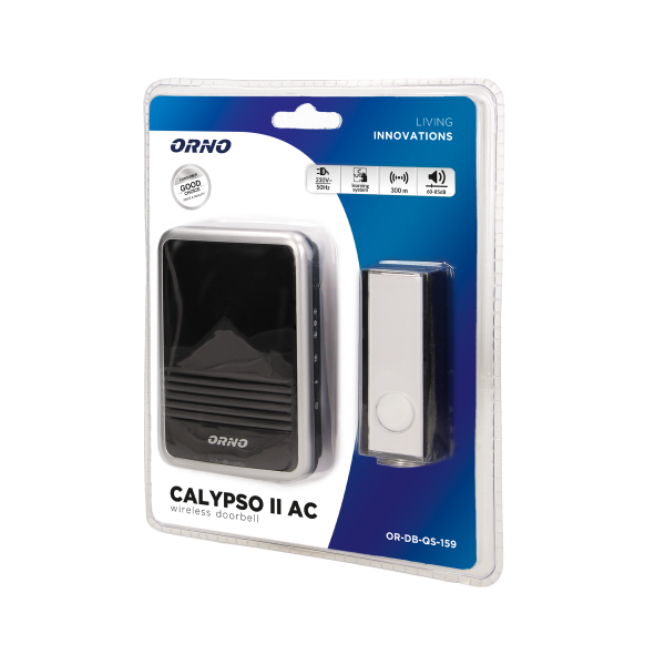 CALYPSO II DC wireless battery powered doorbell with learning system, 36 sounds, 300m